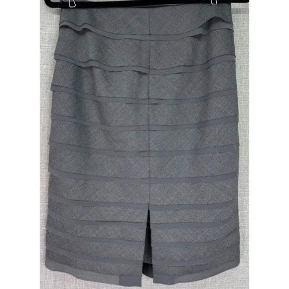 White House Black Market Wool Blend Tiered Pencil Skirt Women's Size 6 Gray - Picture 3 of 6